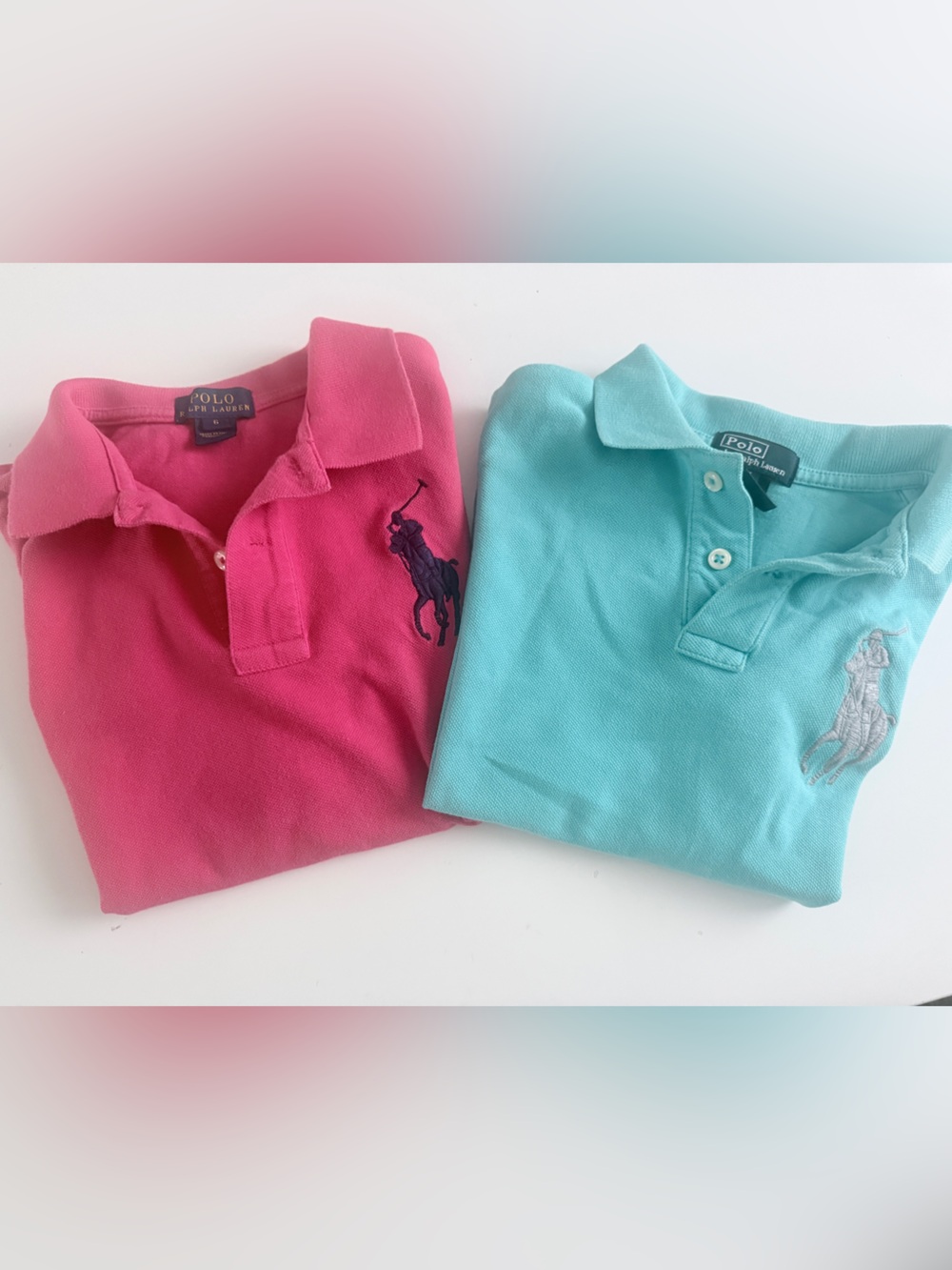 Ralph Lauren Kids Polo Shirts in Pink and Aqua (2-Pack)